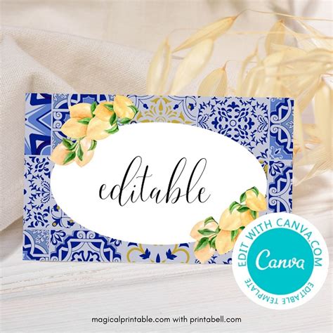 Editable Blue Tiles And Lemons Labels Printabell Express