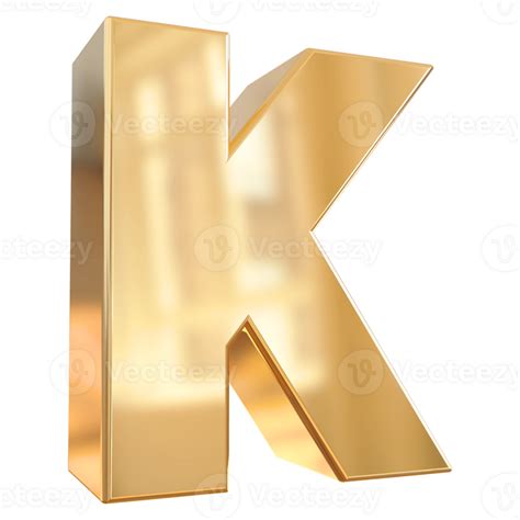 Gold Letter K Font 3d Render 36305223 Png