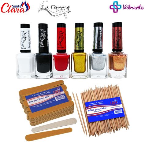 Kit Esmaltes Para Carimbo La Femme Mini Lixas De Unha Palitos