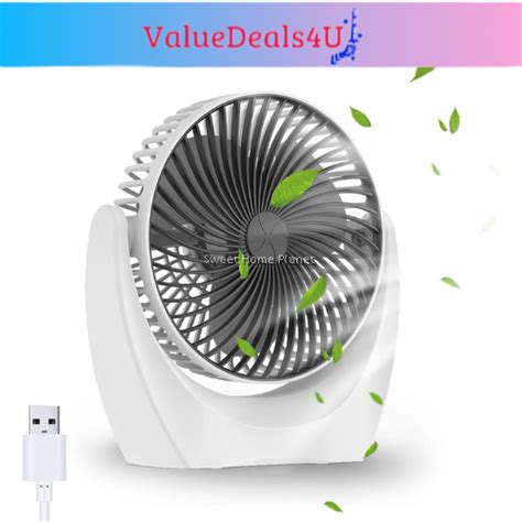 Usb Rechargeable Desk Fan Portable Silent Personal Desktop Fan Speed