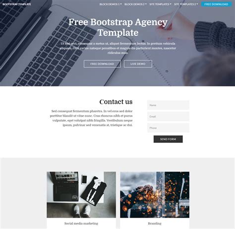 Brand New Free Html Bootstrap Templates