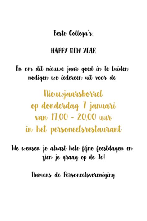 Champagne Uitnodiging Voor Een Nieuwjaarsborrel