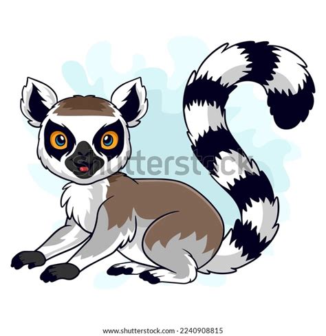 Cartoon Funny Lemur Isolated On White Stock Vector Royalty Free 2240908815 Shutterstock