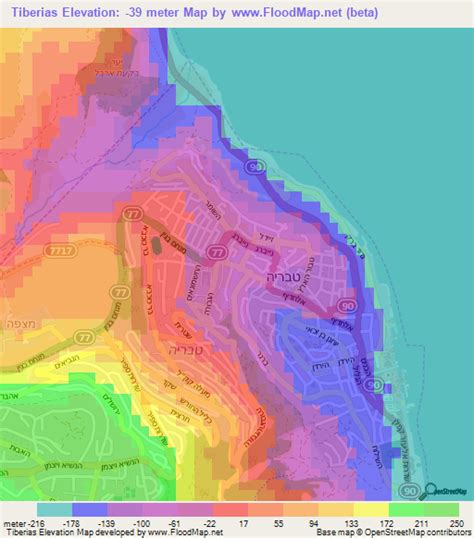 Elevation of Tiberias,Israel Elevation Map, Topography, Contour