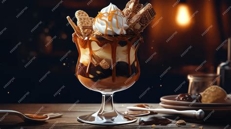 Premium Ai Image A Decadent Ice Cream Chocolate Sundae With A Cookies Generative Ai Image