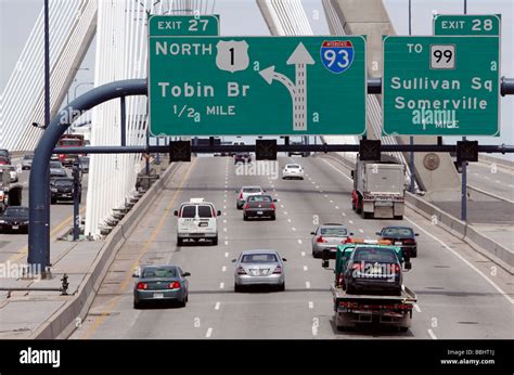 Interstate 93 Over The Zakim Bunker Hill Bridge Boston Massachusetts