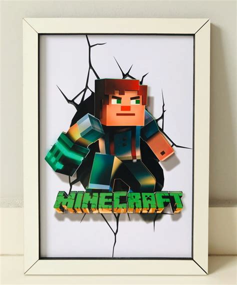 Quadro Minecraft Mdf 3d Alto Relevo Elo7 Produtos Especiais