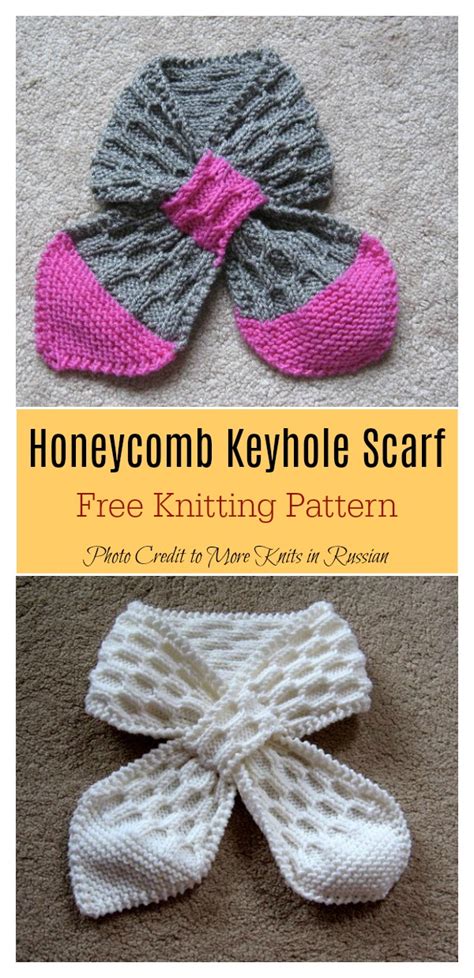 Honeycomb Keyhole Scarf Free Knitting Pattern