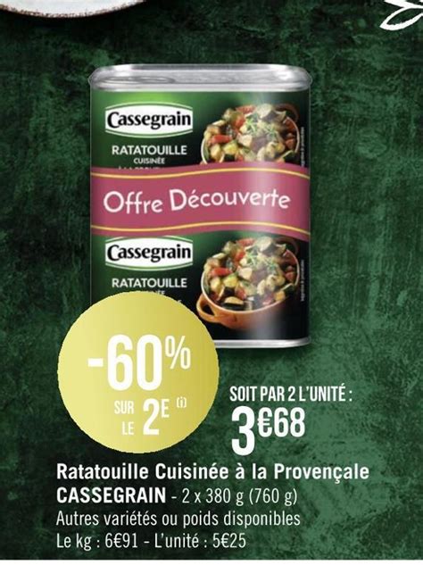 Promo Cassegrain ratatouille cuisinée à la provençale chez