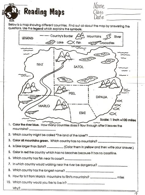 3rd Grade Map Skills Worksheets