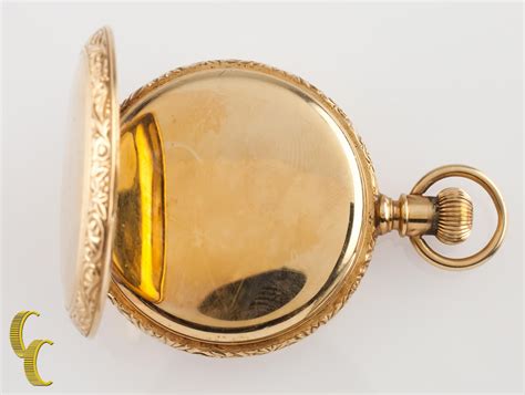 Hampden 14 Karat Gold Antique Pocket Watch Gr 206 11 Jewel Full Hunter