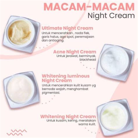 Night Cream Ms Glow Whitening Acne Ultimate Luminous Msglow Ori