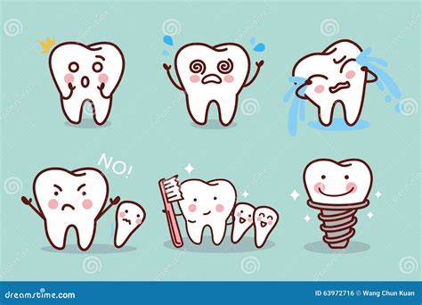 Cute Cartoon Tooth Expression Stock Vector Illustration Of Enamel