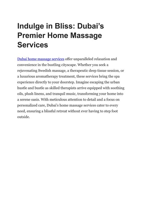 Ppt Indulge In Bliss Dubais Premier Home Massage Services