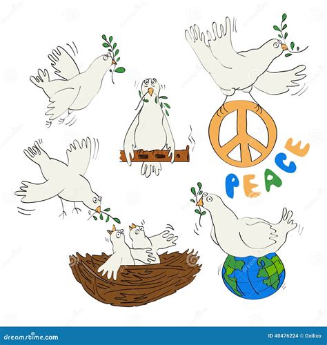 White Pigeon And Olive Branch - Symbol Of Peace Stock Illustration - Illustration of cartoon ...