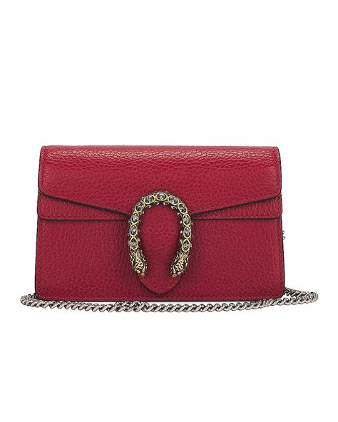 Fwrd Renew Gucci Dionysus Leather Shoulder Bag In Red Fwrd