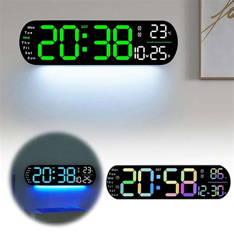 MFJESEAA Functional LED Display Clock Digital Wall Clock Large Digital ...