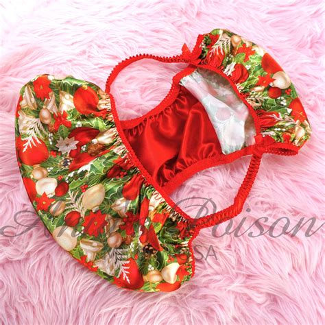 Sissy Satin Panties For MEN Christmas Ornaments Red Green Shiny String Bikini EBay