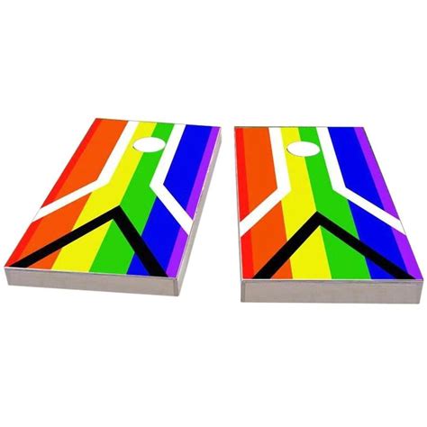 Rainbow Flag With Peace Sign Cornhole Boards Complete Outdoor Game Set