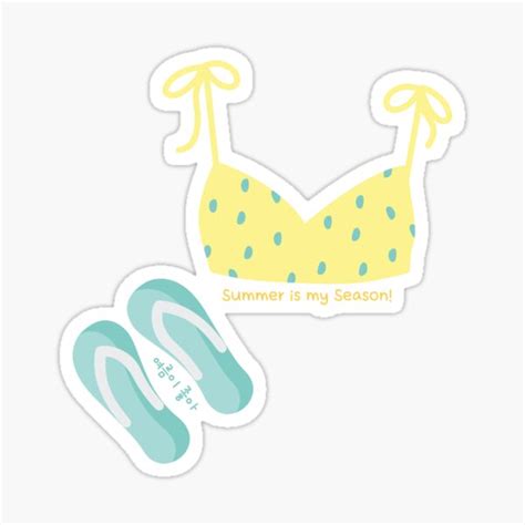 Pegatina El verano es mi temporada 여름 이 좋아 Bikini y chanclas de dkdk kdk Redbubble