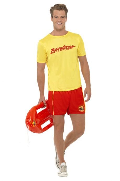 Licensed Mens Baywatch Beach Lifeguard Uniform Smiffys Fancy Dress ...