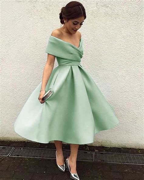 Siaroyne Stunning Satin Off The Shoulder Sage Green Homecoming Dress T