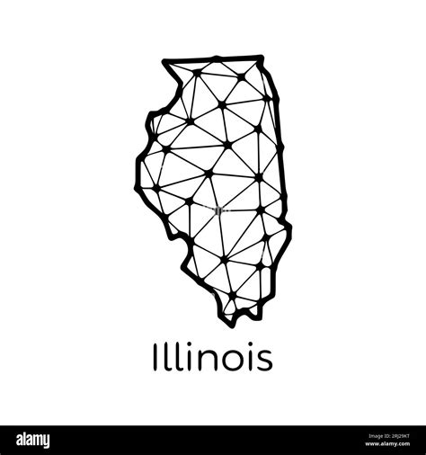 Illinois State Map Polygonal Illustration Made Of Lines And Dots