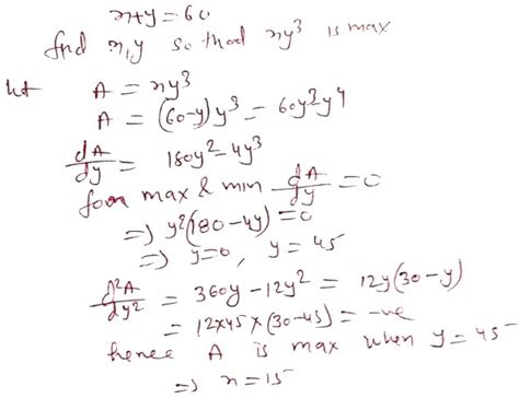 Two Positive Number X And Y Have Sum 60 Find The Value Of X And Y Such