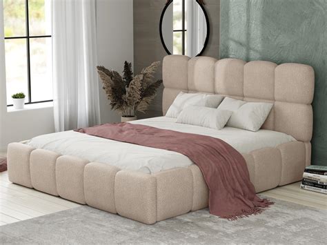 Letto Con Contenitore X Cm In Tessuto Bouclette Beige Damado