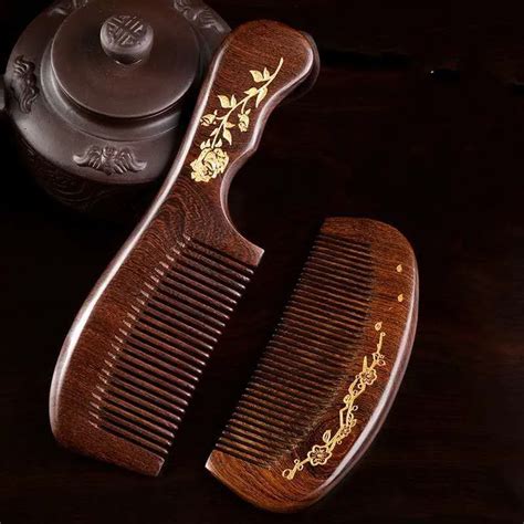 Natural Sandalwood Combs Solid Wood Carving Comb Anti Static Beard Comb