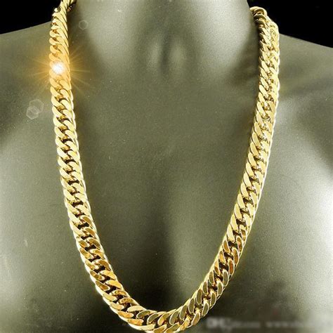 2019 Chunky Mens Necklace Solid Chain 18k Yellow Gold Filled Heavy