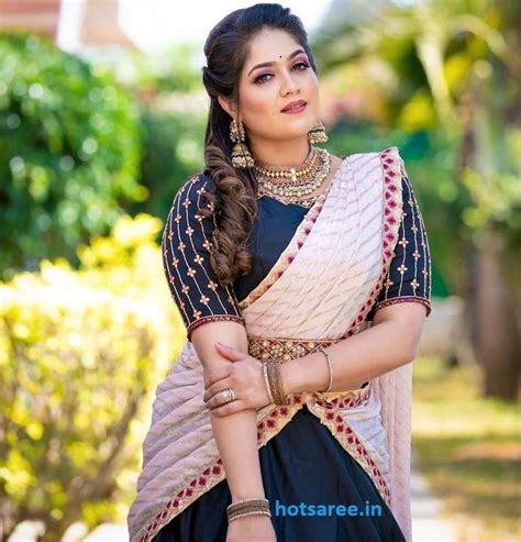 Actress Meghana Raj Hot In Designer Saree Visit More Hot Pics Hotsaree