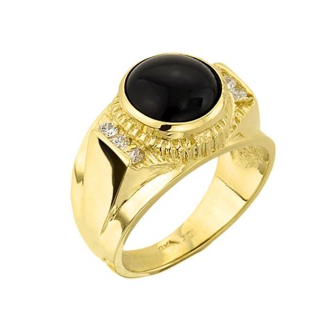 Men's Onyx Ring Diamond Accents 14K Yellow Gold 26118780999 Jared