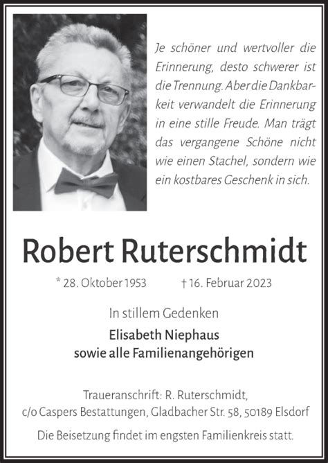 Traueranzeigen Von Robert Ruterschmidt WirTrauern