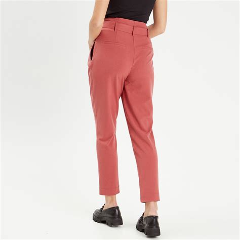 Pantalon Paperbag Fluide Vieux Rose Femme Cache Cache