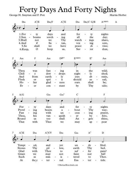 Free Lead Sheet – Forty Days And Forty Nights – Michael Kravchuk