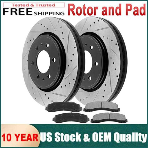 Front Drill Slot Brake Rotors And Ceramic Pads Kit For Ford F150