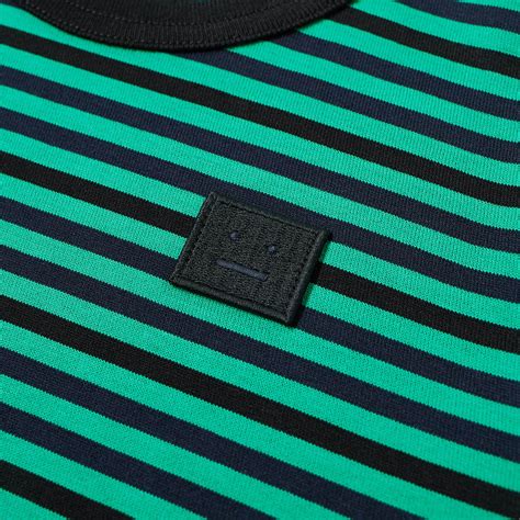 Acne Studios Mini Nash Stripe Face Tee Emerald Green End Uk