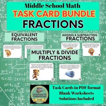 FRACTIONS TASK CARD BUNDLE For 5th 6th Grade Middle School Math TPT