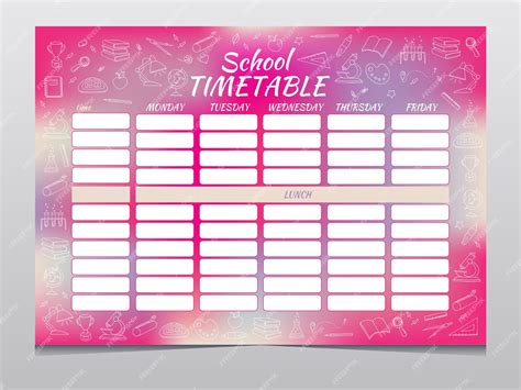 Premium Vector School Timetable Or Lesson Schedule Template Vector
