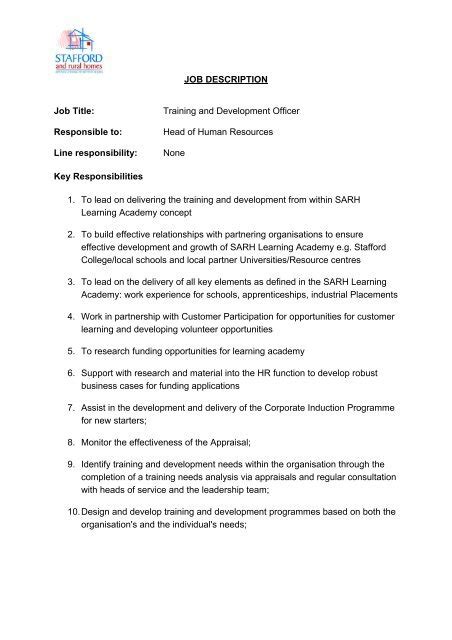 Roles And Responsibilities Of Training And Development Officer