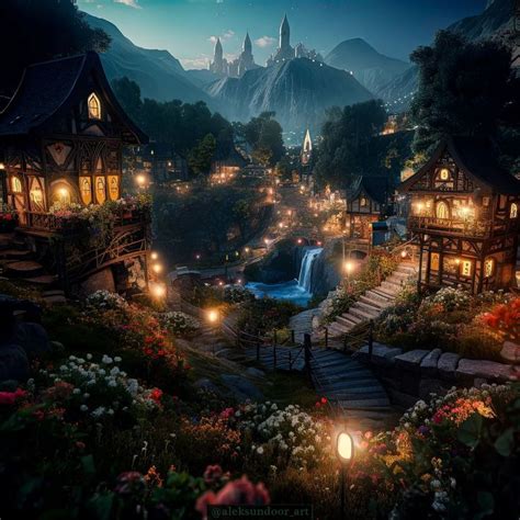 Pin By On Landscape Fantasy Town Fantasy Village Fantasy City