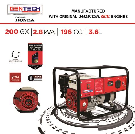 Gentech Powered By Honda Kva Petrol Generator Gentech