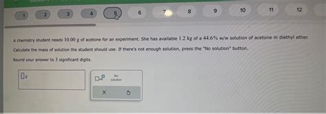 Solved A chemistry student needs 10.00 g of acetone for an | Chegg.com