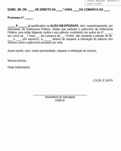 Modelo de Petição Intermediária Litigância Patrono