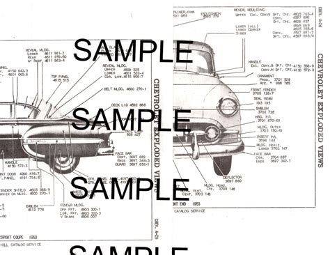 1956 Chevrolet Bel Air 210 56 Body Panel Diagrams Parts List Numbers