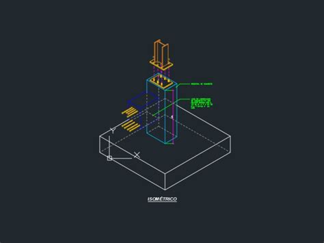 Anclaje De Columna Y Cimentaci N En Autocad Cad Kb Bibliocad