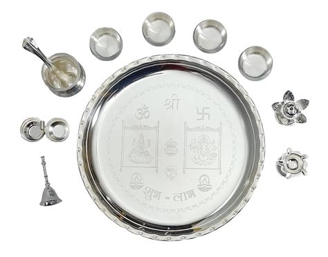 Buy Nobility Silver Plated Pooja Thali Set Inch With Accessories For