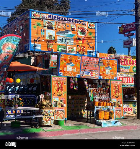 November 2022 Colorful Food Stands Malecon Ensenada Baja