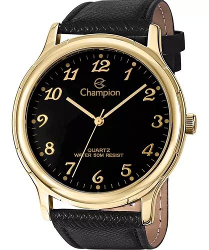 Reloj Champion Gold Leather Original Social Waterproof Para Hombre